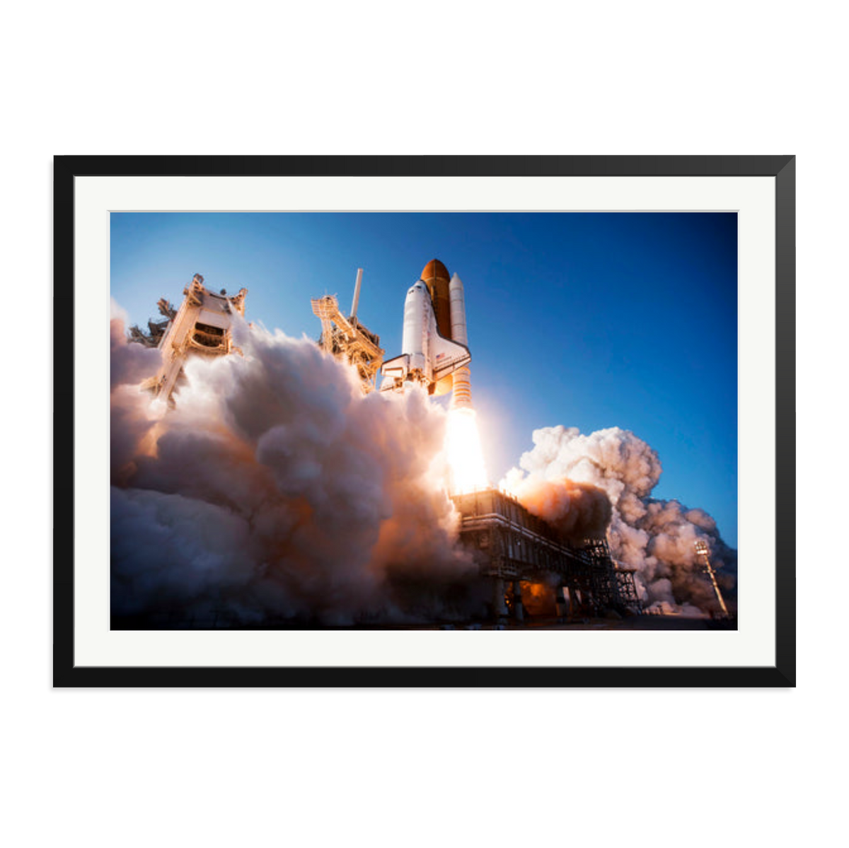 Space Shuttle Discovery Liftoff Framed Print Black XXL