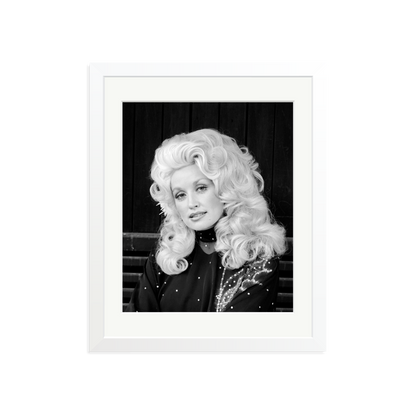 Dolly Parton in London Framed Print White Medium