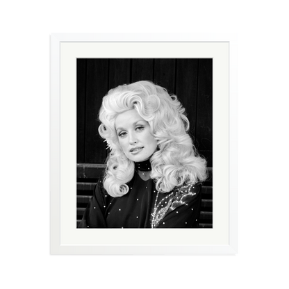 Dolly Parton in London Framed Print White Large