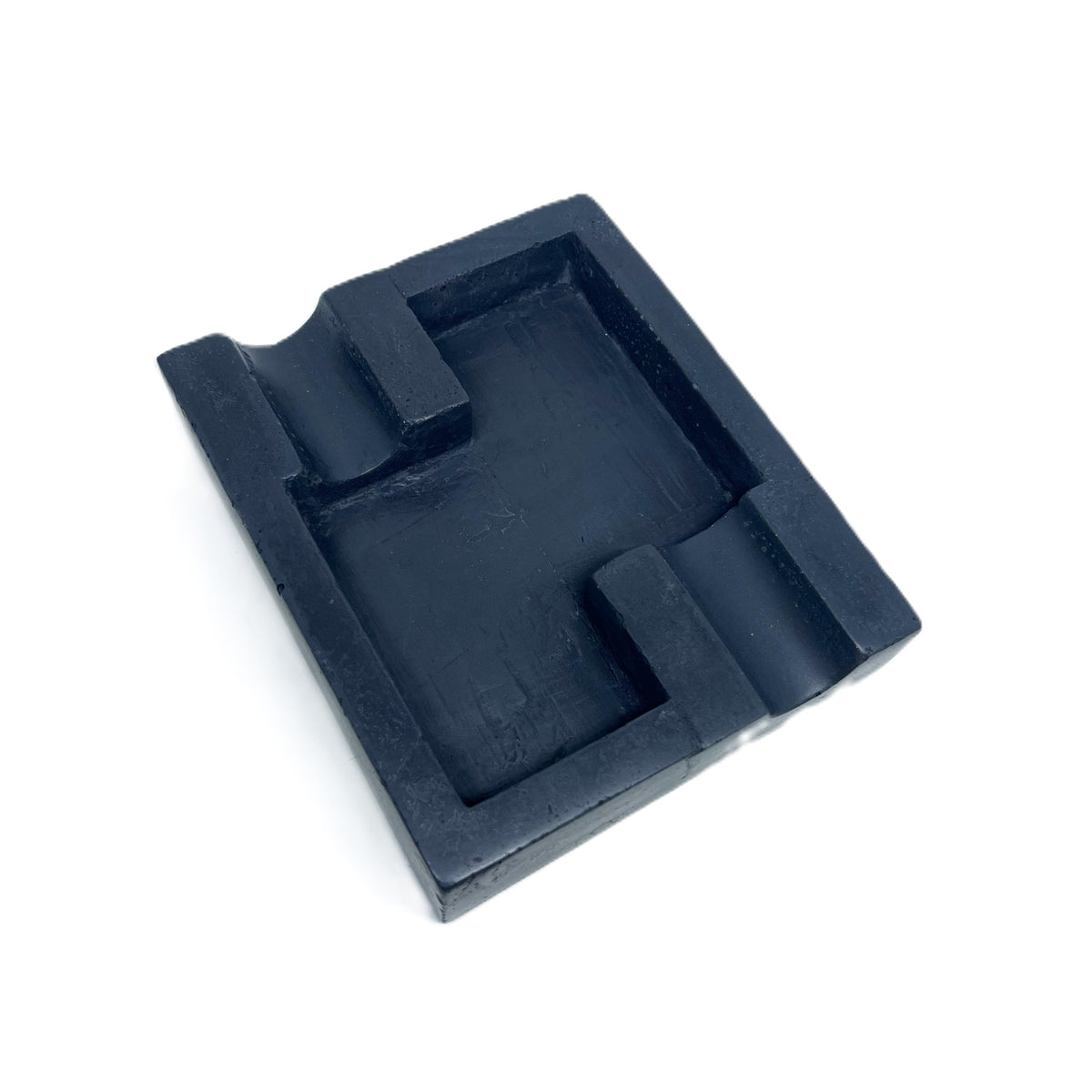 Solid Black Marbled Double Cigar Ashtray