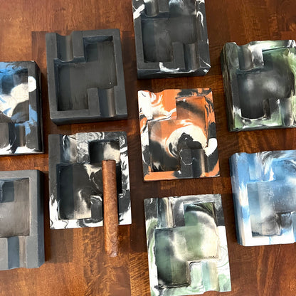 Gray Marbled Double Cigar Ashtray