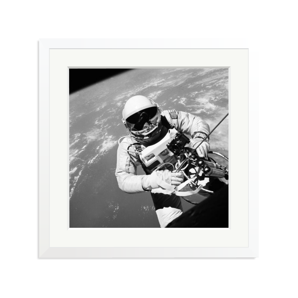Gemini IV Spacewalk Framed Print White Large