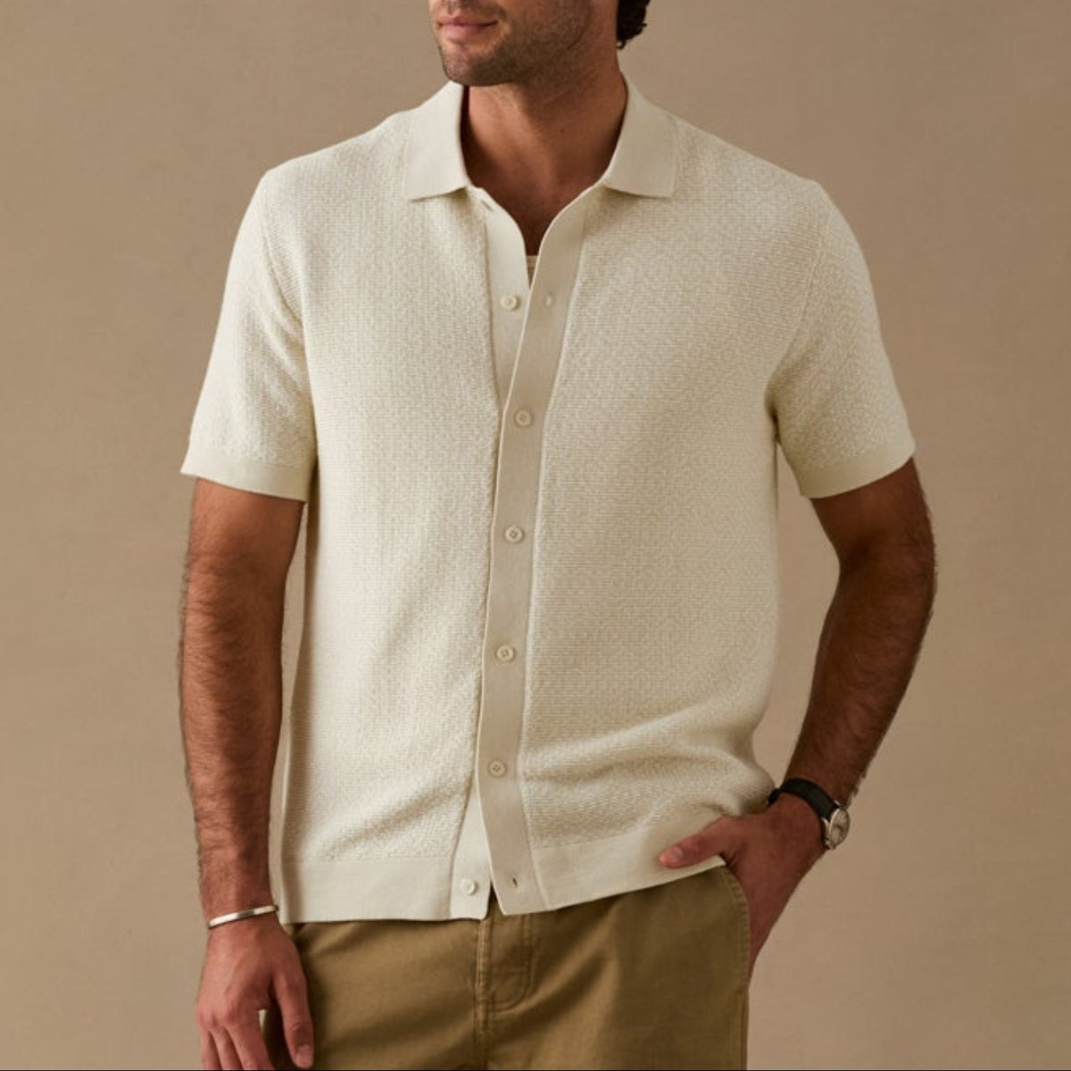 Line of Trade Jacquard Button Front Polo