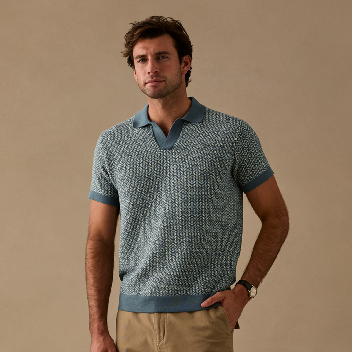 Fieldworth Jacquard Johnny Collar Polo