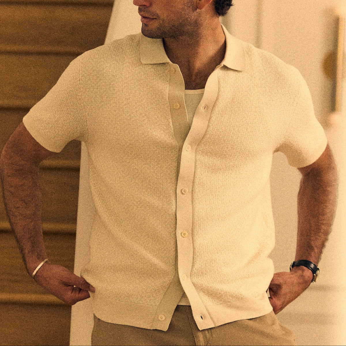 Line of Trade Jacquard Button Front Polo