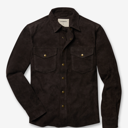 Line of Trade Suede CPO Overshirt Coal Brown