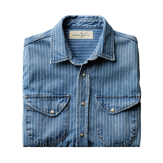 Imogene+Willie hayes indigo stripe pearl snap XXL