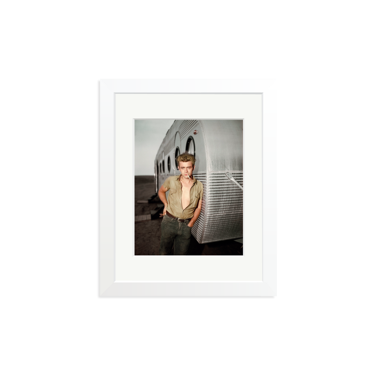 James Dean: A Giant Star Framed Print White Small