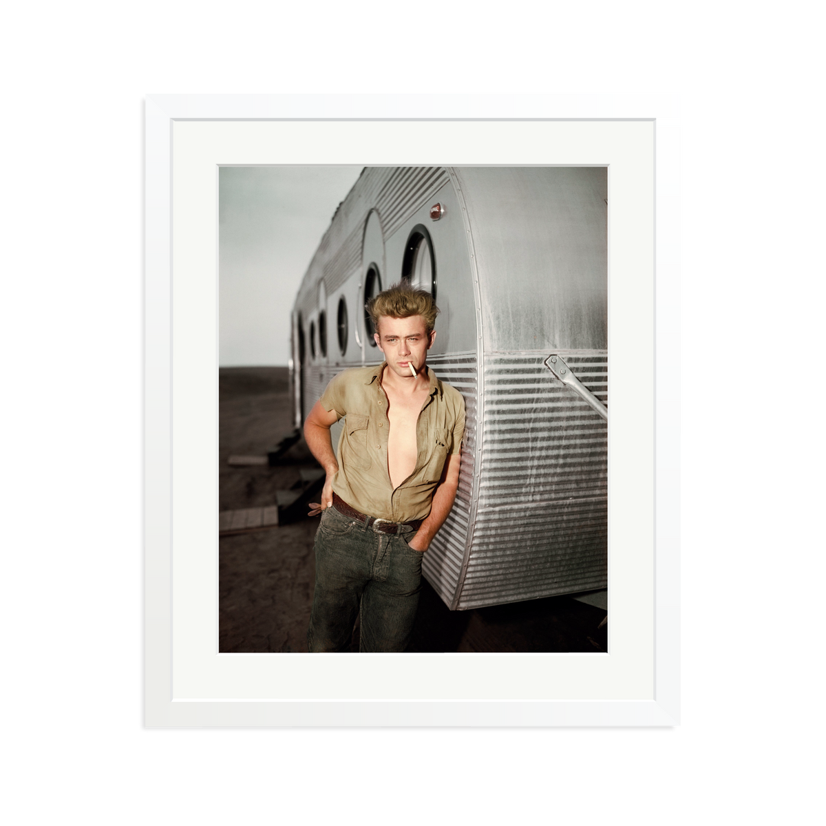 James Dean: A Giant Star Framed Print White Large