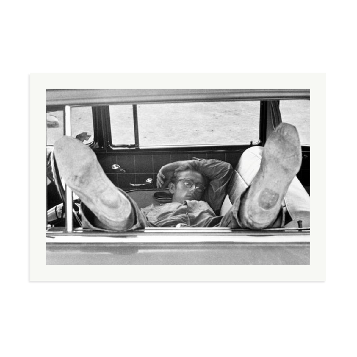 James Dean 'Chilling in The Car' Framed Print Print Only XXL
