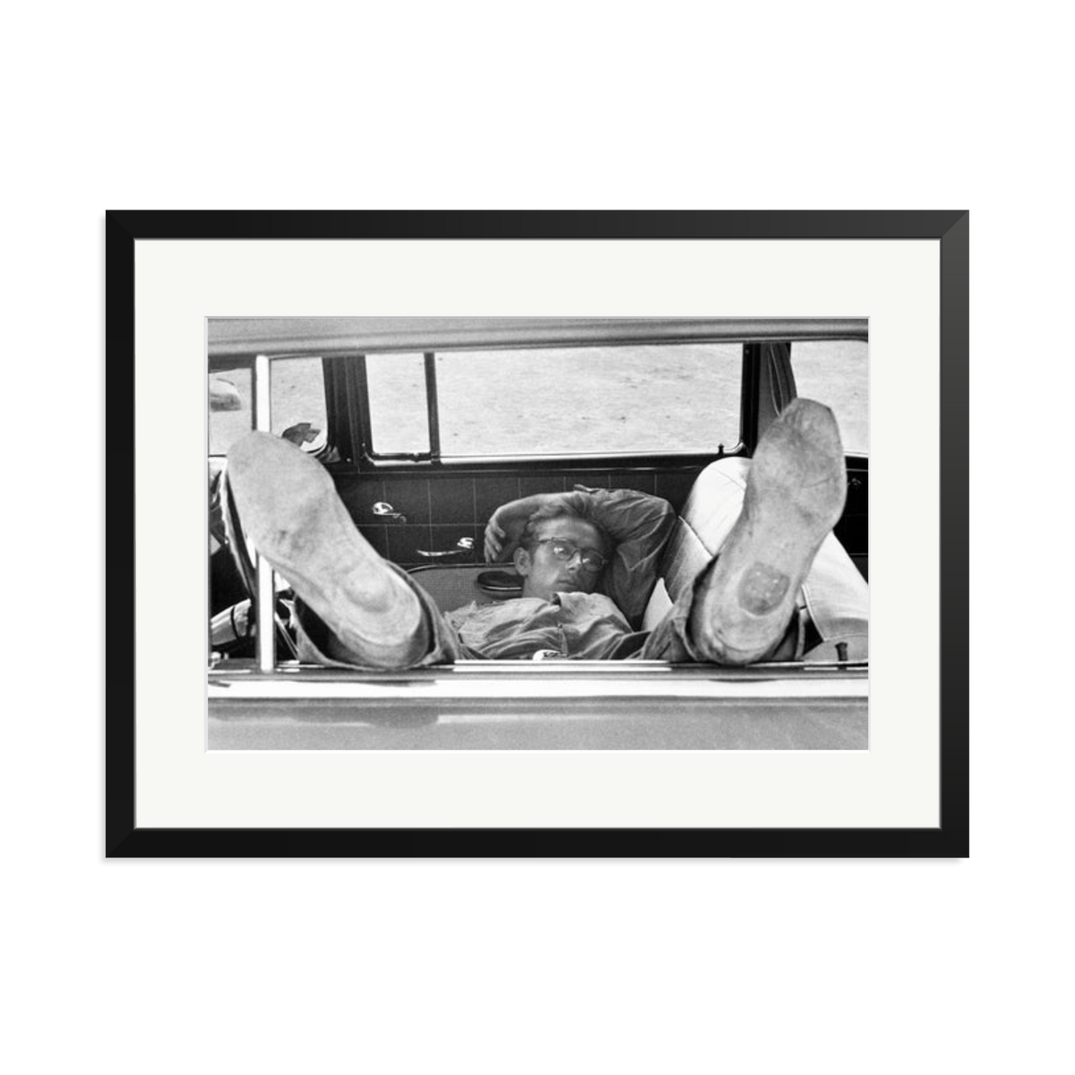 James Dean 'Chilling in The Car' Framed Print Black XL