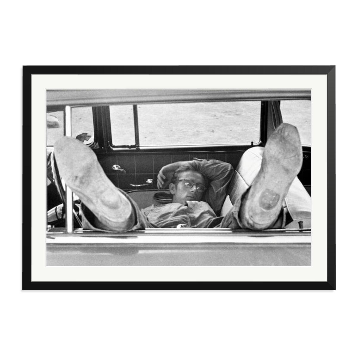 James Dean 'Chilling in The Car' Framed Print Black XXL