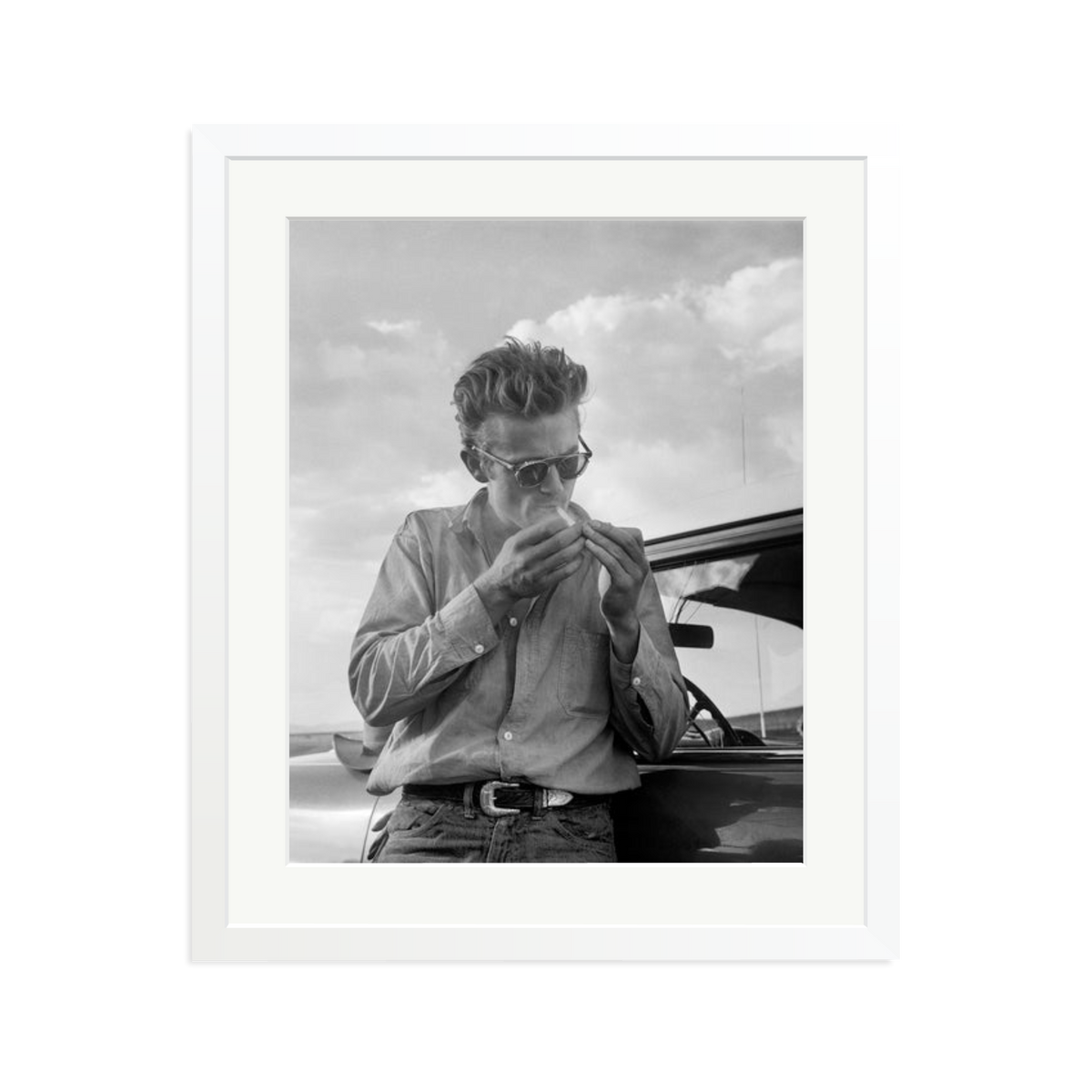 James Dean Framed Print White Large