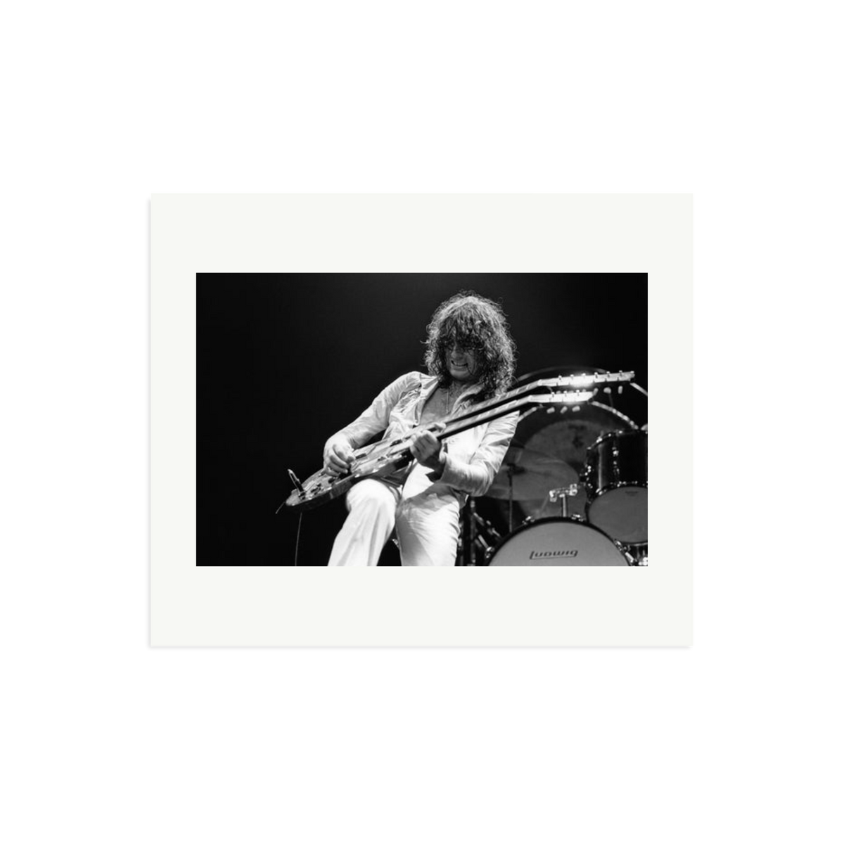 Jimmy Page playing on tour 1977 Framed Print Print Only Large