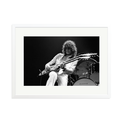 Jimmy Page playing on tour 1977 Framed Print White XL