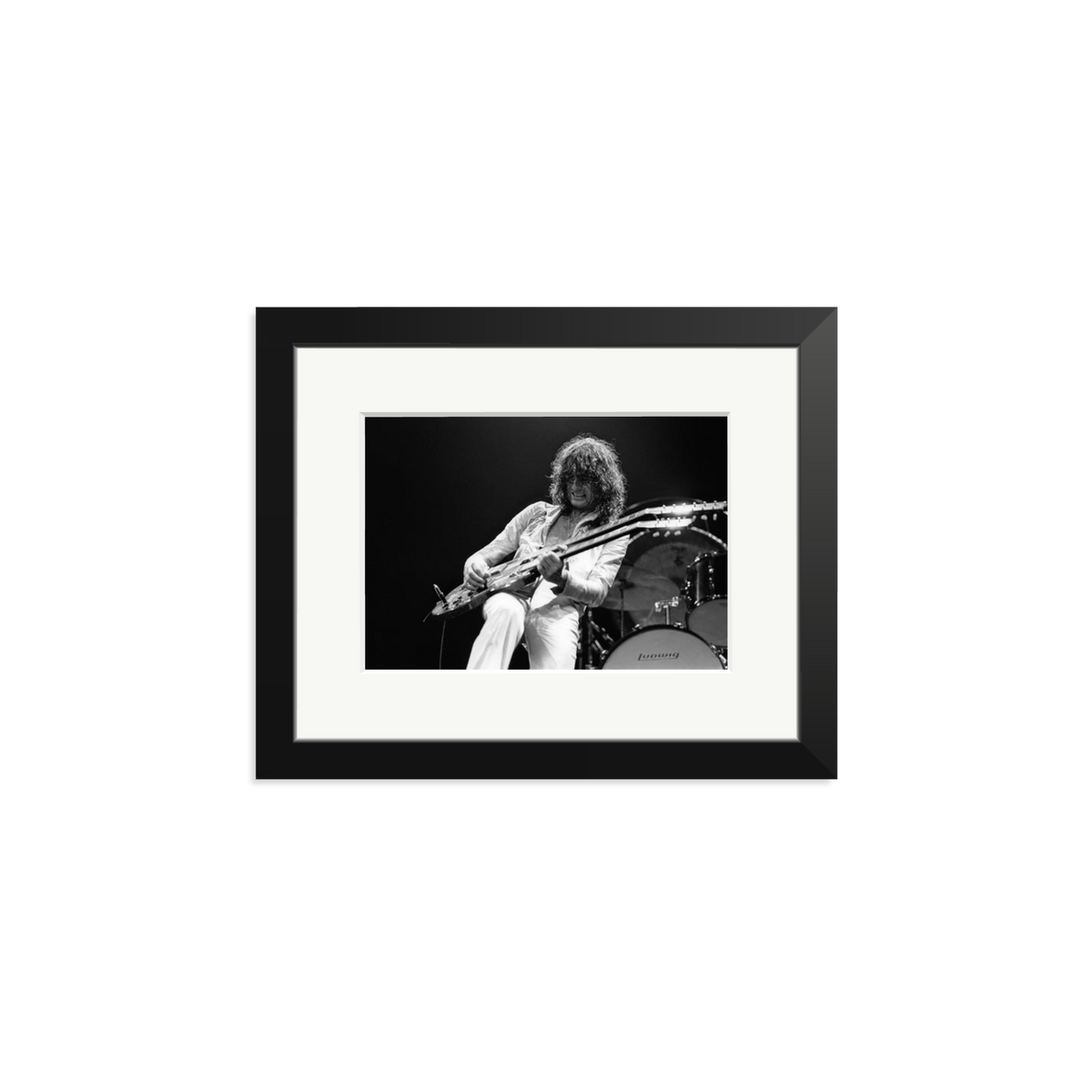 Jimmy Page playing on tour 1977 Framed Print Black Small