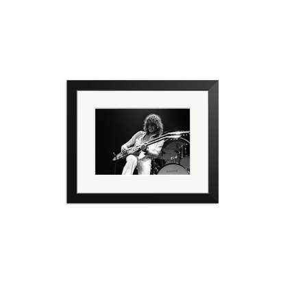 Jimmy Page playing on tour 1977 Framed Print Black Small