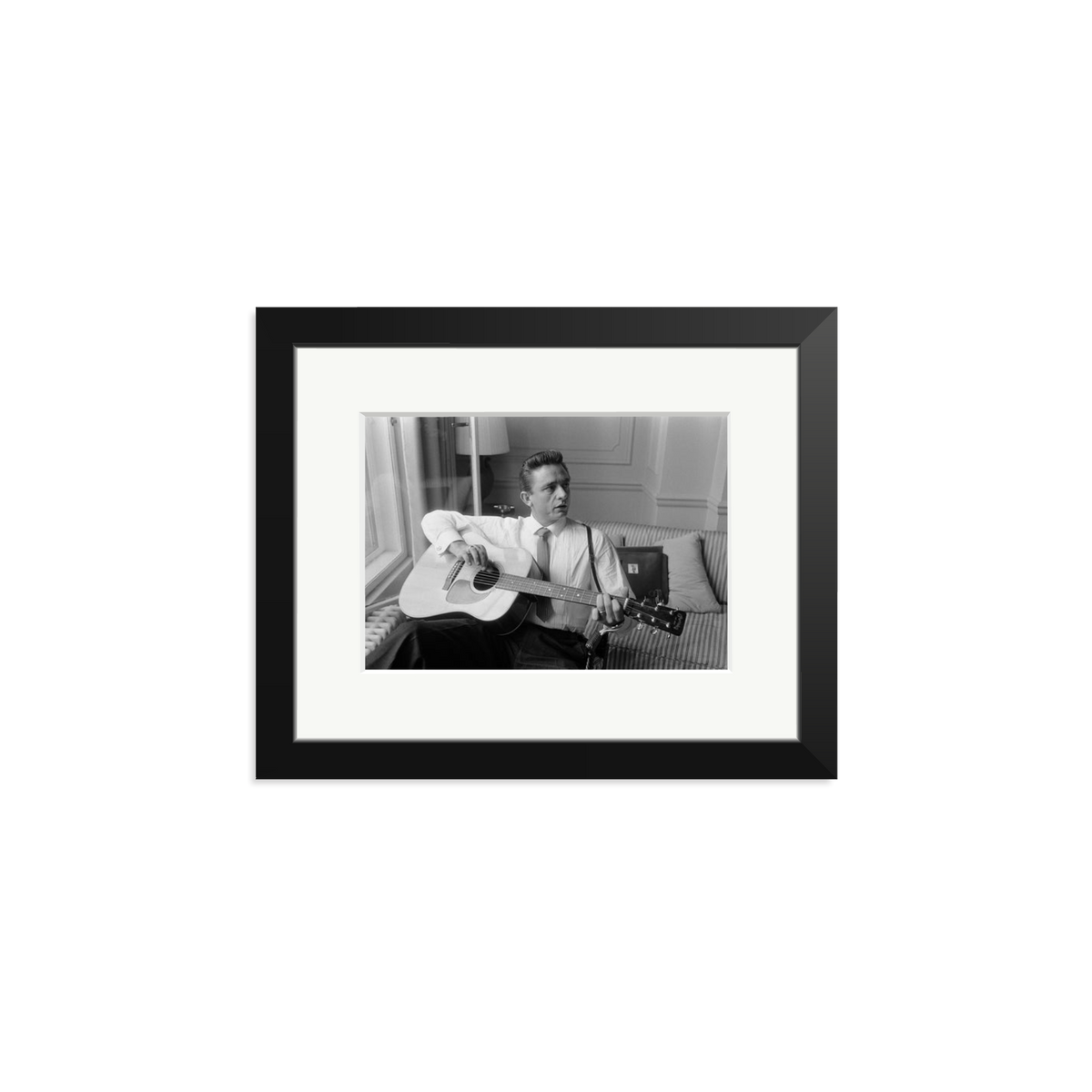 Johnny Cash at the Savoy Hotel Framed Print Black Small