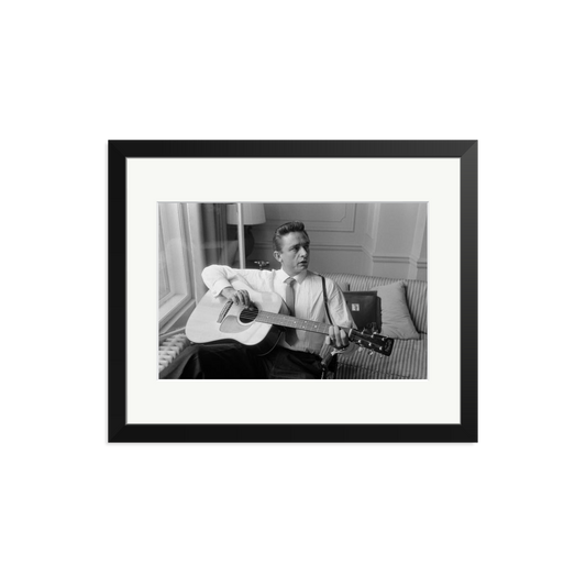 Johnny Cash at the Savoy Hotel Framed Print Black Medium