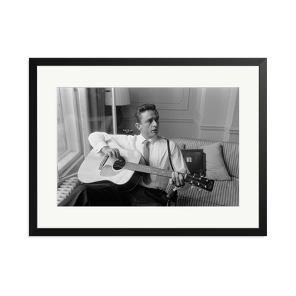 Johnny Cash at the Savoy Hotel Framed Print Black XL