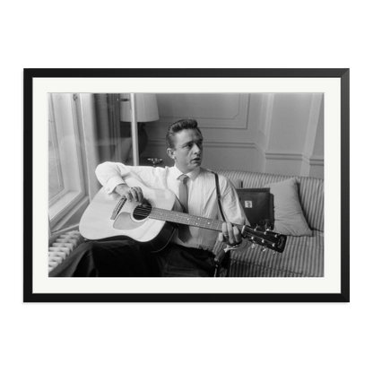 Johnny Cash at the Savoy Hotel Framed Print Black XXL
