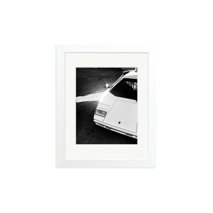 Lamborghini Countach in LA Framed Print White Small