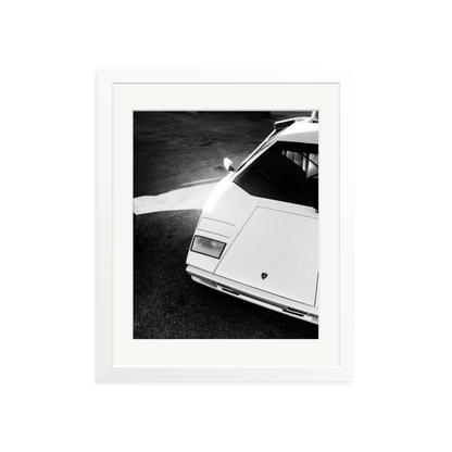 Lamborghini Countach in LA Framed Print White Medium