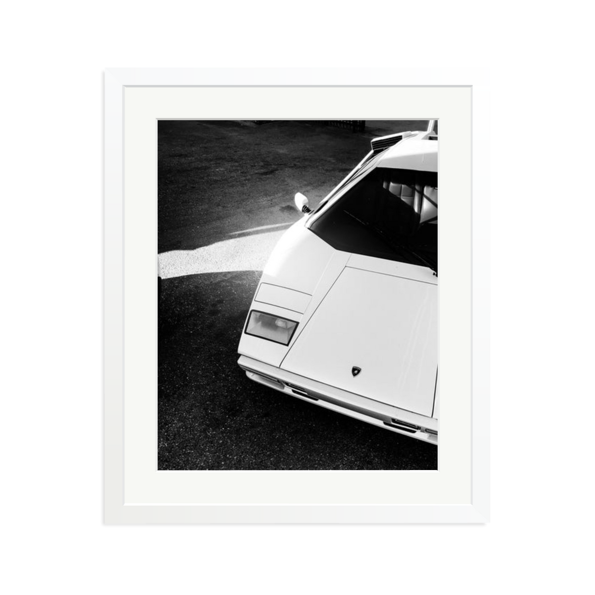 Lamborghini Countach in LA Framed Print White Large