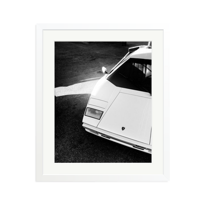 Lamborghini Countach in LA Framed Print White Large