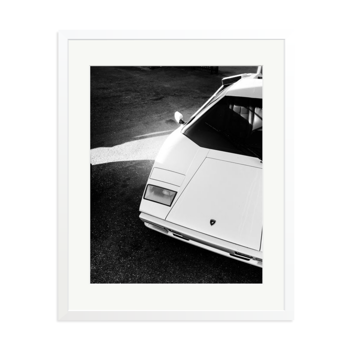 Lamborghini Countach in LA Framed Print White XL