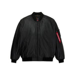 Alpha Industries Leather MA-1 Flight Jacket - BLACK