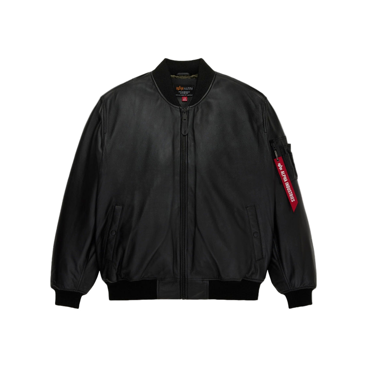 Alpha Industries Leather MA-1 Flight Jacket BLACK