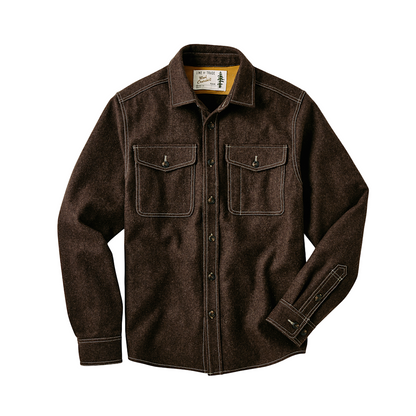 Line of Trade Melton Overshirt Brown Heather