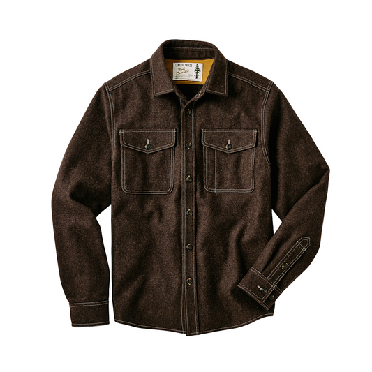 Line of Trade Melton Overshirt Brown Heather