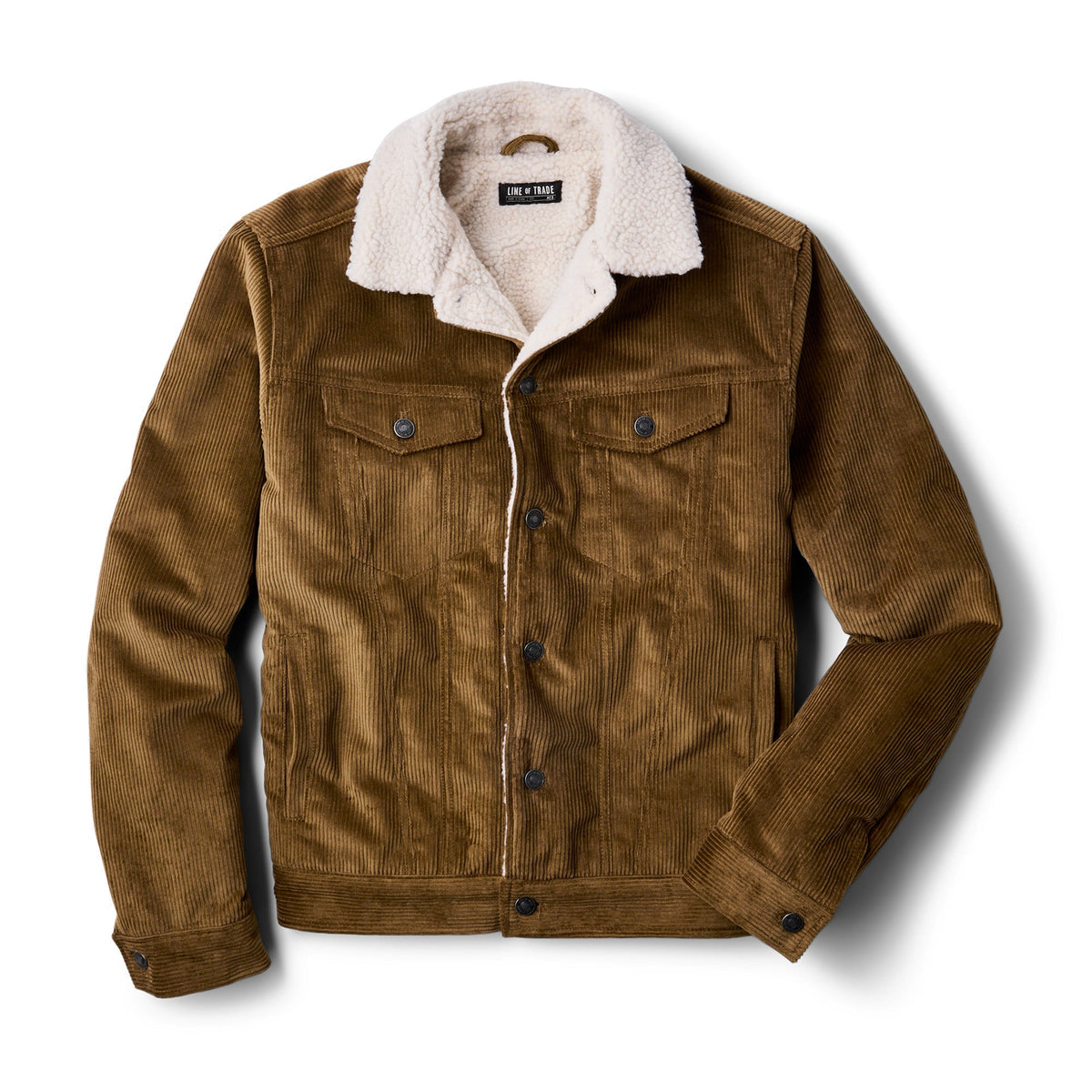 Line of Trade Montana Fleece-Lined Corduroy Trucker Jacket Chestnut