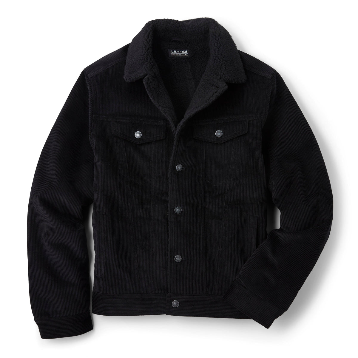 Line of Trade Montana Fleece-Lined Corduroy Trucker Jacket Black