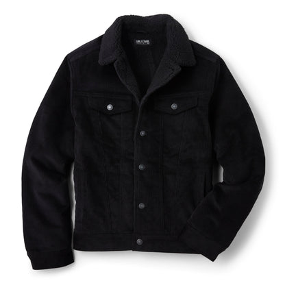 Line of Trade Montana Fleece-Lined Corduroy Trucker Jacket Black