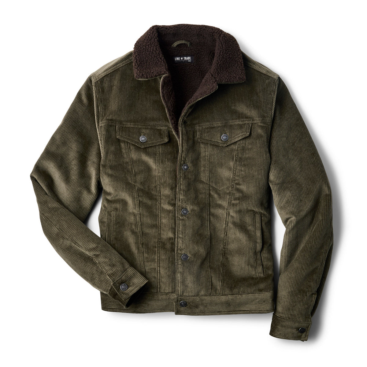 Line of Trade Montana Fleece-Lined Corduroy Trucker Jacket Olive