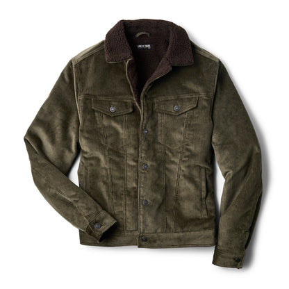 Line of Trade Montana Fleece-Lined Corduroy Trucker Jacket Olive