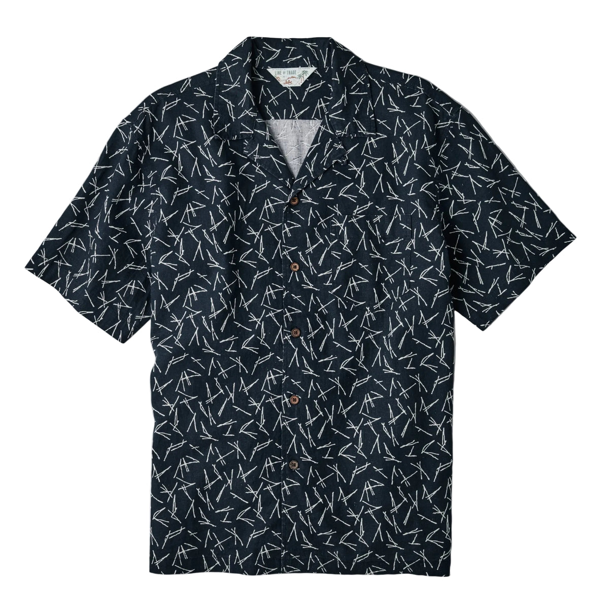 Line of Trade Breeze Camp Shirt Navy Pine Needle