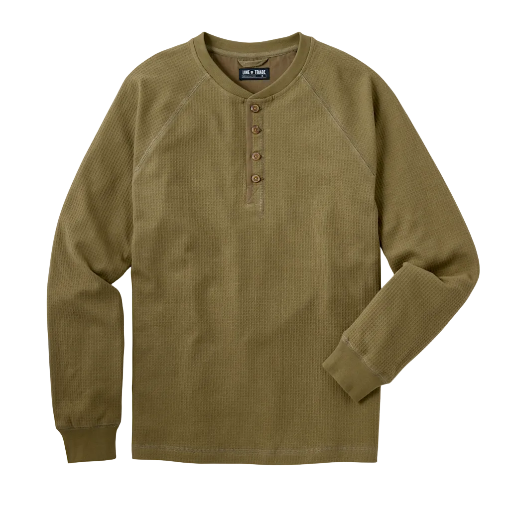 Line of Trade Waffle Henley Olive