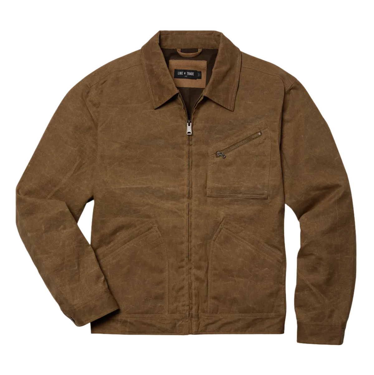 Line of Trade Waxed Zip Trucker Jacket Walnut