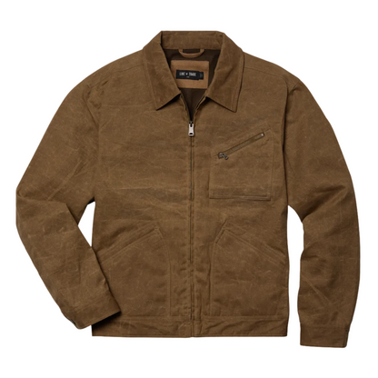 Line of Trade Waxed Zip Trucker Jacket Walnut