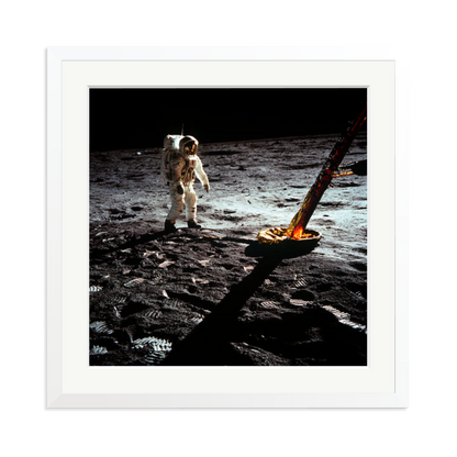 Buzz Aldrin On The Moon Framed Print White XL