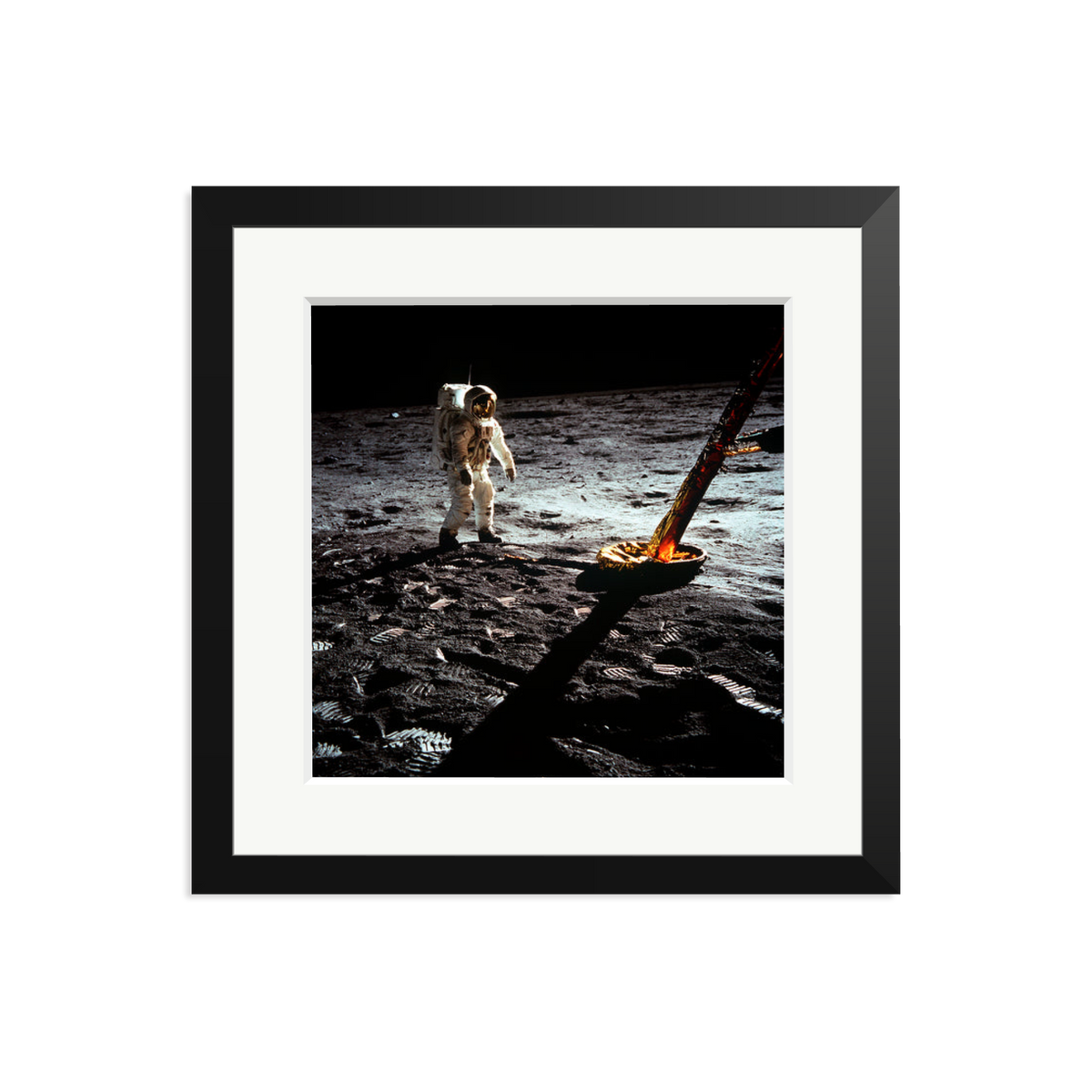 Buzz Aldrin On The Moon Framed Print Black Medium