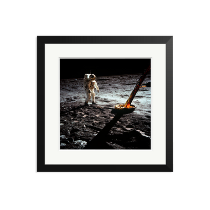 Buzz Aldrin On The Moon Framed Print Black Medium