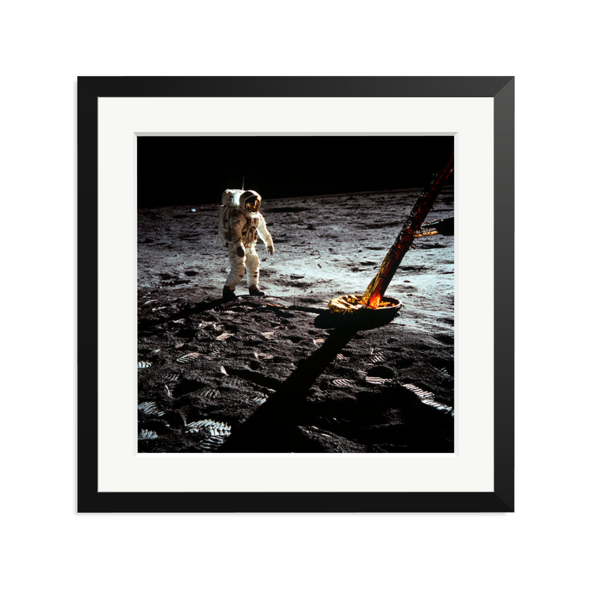Buzz Aldrin On The Moon Framed Print Black Large