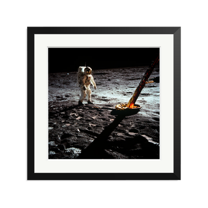 Buzz Aldrin On The Moon Framed Print Black Large