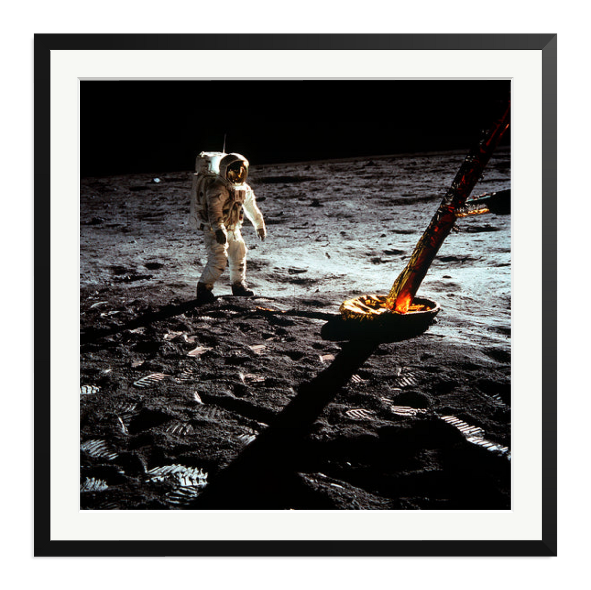 Buzz Aldrin On The Moon Framed Print Black XXL