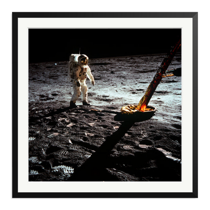 Buzz Aldrin On The Moon Framed Print Black XXL